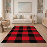 Bold Red Black Buffalo Plaid Red Area Rug