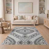 Ornate Grey Mandala Persian Rug