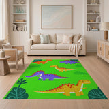 Multi-color and Patterns Playful Cartoon Dinosaur Kids Area Rug