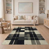 Black and White Distressed Vintage Distressed Black White Plaid Area Rug
