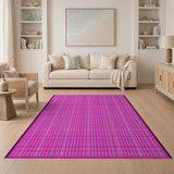 Bold Pink Grid Geometric Area Rug
