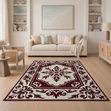 Ornate Traditional Persian Rug in Maroon Cream