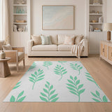 Floral Vintage Green Mint Green Leaf Pattern Area Rug