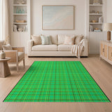 Green Vibrant Green Plaid Check Area Rug