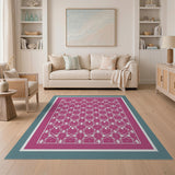 Geometric Modern Pink Vibrant Pink Geometric Lattice Area Rug