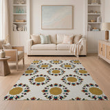 Teal Gold Sunburst Medallion Area Rug
