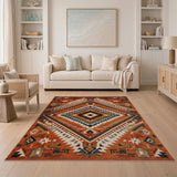 Terracotta Orange Terracotta Geometric Southwestern Area Rug