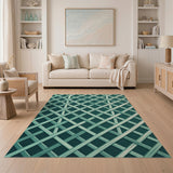 Teal Woven Lattice Area Rug