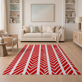 Bold Red Chevron Stripe Area Rug