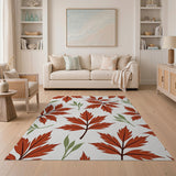 Red Maple Leaves Pattern Area Rug