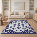 Traditional Persian Elegant Blue Persian Motif Area Rug