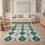 Green Geometric Diamond Snowflake Palm Rug