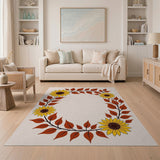Vintage Sunflower Wreath Area Rug