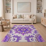 Floral Vintage Mandala Purple Mandala Floral Area Rug