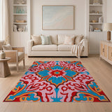 Vibrant Pink Persian Floral Mandala Rug