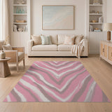 Pink Grey Wavy Chevron Area Rug