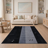 Modern Music Note Black Grey Stripe Area Rug