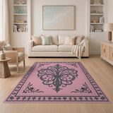 Blush Pink Ornate Medallion Area Rug
