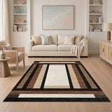 Brown and Tan Geometric Striped Area Rug