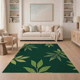Emerald Green Leaf Silhouette Area Rug