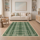 Green Soccer Pitch Washable Area Rug