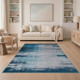Blue and Teal Blue Teal Distressed Abstract Area Rug