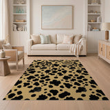 Beige Leopard Spot Rug with Fierce Face