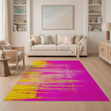 Vibrant Pink Yellow Streak Abstract Area Rug