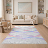 Rainbow Mountain Peaks Washable Area Rug