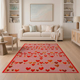 Playful Red Hearts Scatter Area Rug