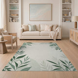 Soft Green Leaf Botanical Area Rug