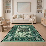 Whimsical Green Rabbit Berry Area Rug