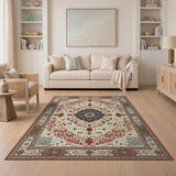 Traditional Persian Medallion Area Rug in Red Ivory