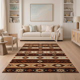 Southwestern Brown and Tan Southwestern Geometric Brown Tan Area Rug