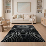 Grey Wavy Ripple Modern Area Rug