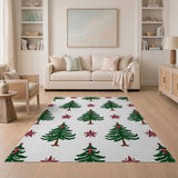 Festive Christmas Tree Snowflake Pattern Rug