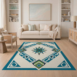 Teal Geometric Starburst Area Rug