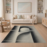 Abstract Black and White Abstract Geometric Black White Area Rug