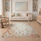 Pink Blush Pink Watercolor Floral Area Rug