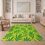 Sunny Yellow Green Palm Leaf Area Rug