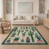 Southwestern Multi-color and Patterns Southwestern Cactus Garden Area Rug