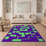 Purple Lime Green Geometric Abstract Area Rug
