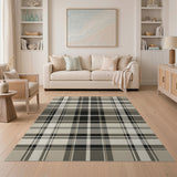 Neutral Beige Plaid Area Rug
