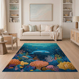 Vibrant Dolphin Coral Reef Ocean Rug