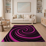 Hypnotic Pink Black Spiral Area Rug