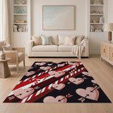 Pink Hearts Arrows Candy Cane Stripe Rug
