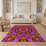 Multi-color and Patterns Vibrant Pink Mandala Geometric Area Rug
