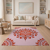 Traditional Persian Pink Ornate Pink Mandala Area Rug