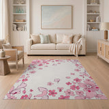 Whimsical Pink Blossom Butterfly Rug