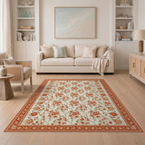 Cream Terracotta Floral Persian Area Rug